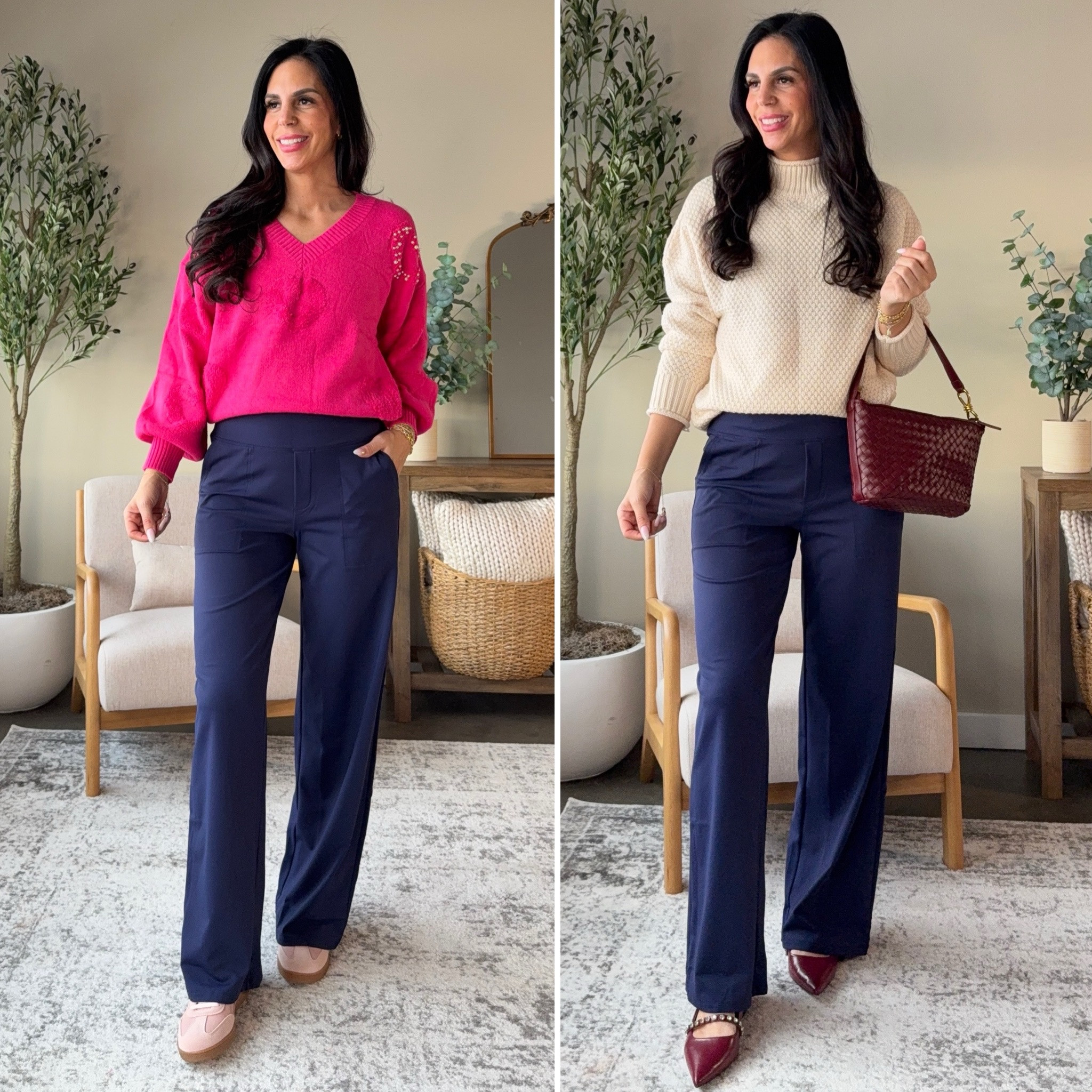 They come in 3 lengths, feel like lululemon aligns, and can be worn dressed up for work or down for everyday. 

Sweaters are a small, shoes are tts, and pants are a medium (longest length). I have them in small as well and they are just a little more fitted. 
https://amzlink.to/az0z6NEJGSQsM 
Sneakers are tts 


#LTKShoeCrush #LTKU #LTKFindsUnder50