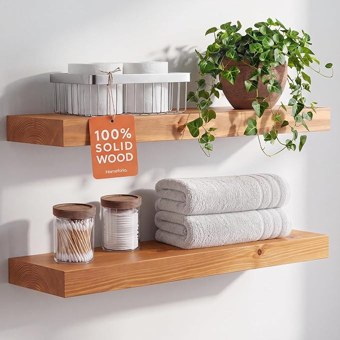 Homeforia 24 Inch Floating Shelves, High-End Solid Pine Wood, Set of 2 | Amazon (CA)