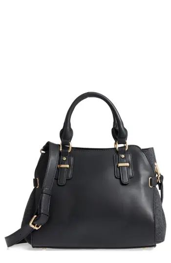 Sole Society Faux Leather & Flannel Satchel - | Nordstrom