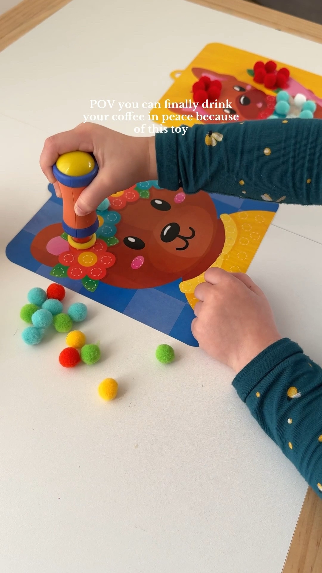 This pom pom kit is a must have toddler activity! This kept my 2 year old busy for hours 🙌 #toddler #toddlertoy #toddlermom

#LTKFamily #LTKKids