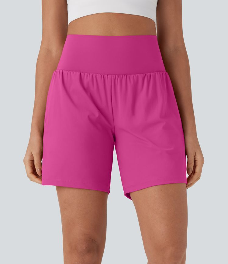 Women’s SoftlyZero™ Airy Super High Waisted 2-in-1 Cool Touch Yoga Shorts 7" with Pockets - H... | HALARA
