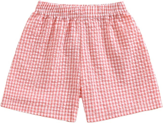 Toddler Kids Baby Boy Girl Gingham Seersucker Shorts Elastic Waist Striped Shorts Summer Casual S... | Amazon (US)