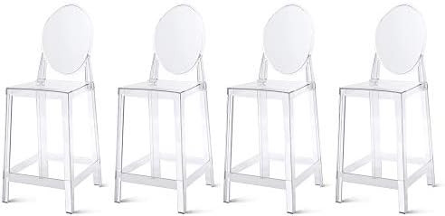 2xhome Set of Four (4) - 25" Seat Height Barstool Modern Ghost Side Bar Stool Counter Stool - Acc... | Amazon (US)