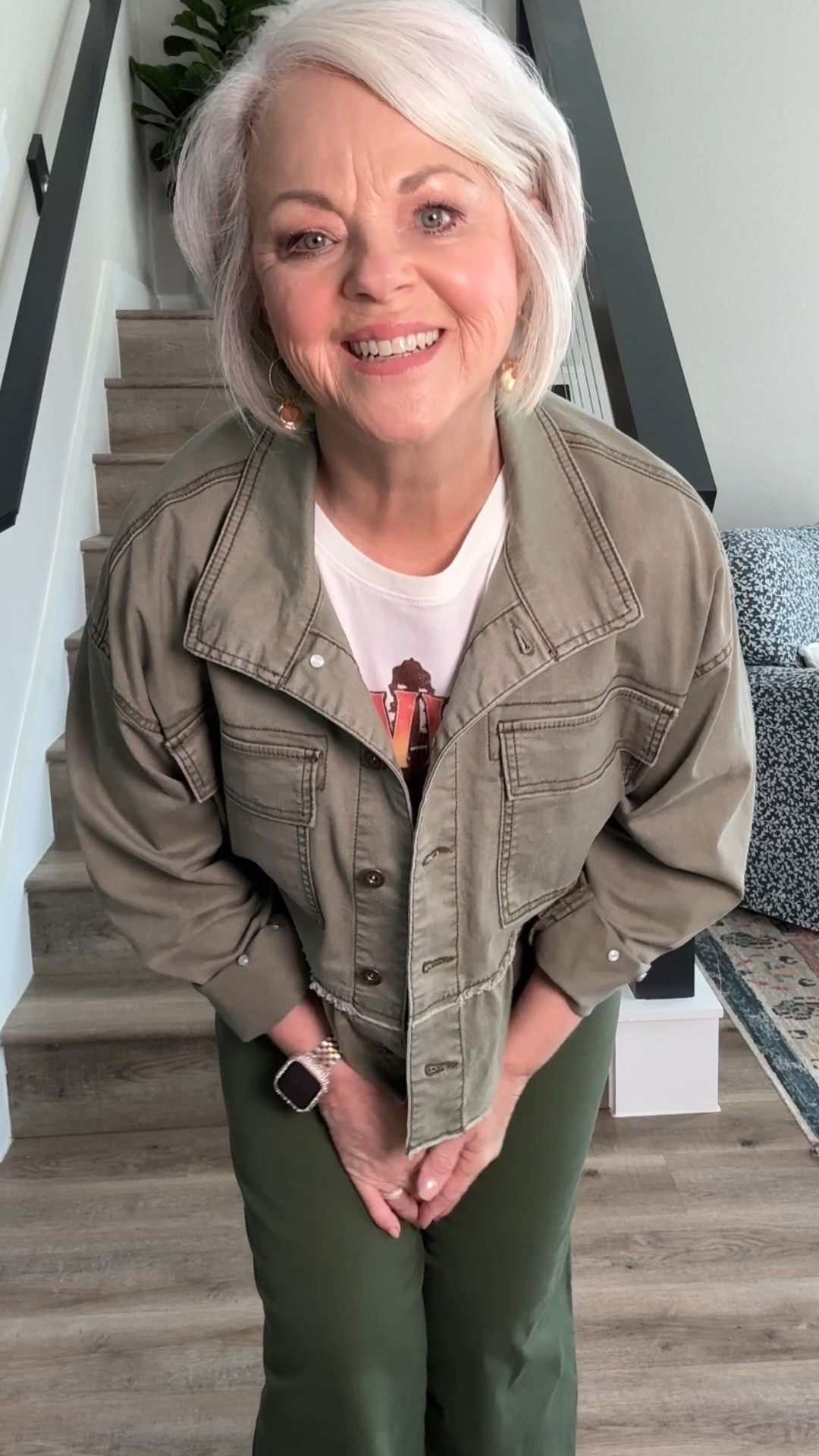 Green is my favorite color and mixing these greens worked out so well! The pants are meant to be cropped but on my are the perfect length (I’m 5’3”). You can’t beat these darling graphic tees (many designs to pick from) and this jacket is perfection!!!! For reference I’m wearing medium in everything!! 

#LTKOver40 #LTKMidsize #LTKFindsUnder50