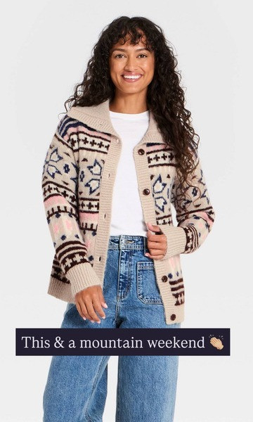 This cardigan screams weekend in the mountains to me! Love the fair isle print & that this cardigan is a little longer!

Loverly Grey, Target, new arrivals, fall cardigan, fair isle sweater, mountain weekend outfit inspo 

 #LTKSeasonal