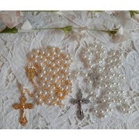 Z La Petit Wedding White Glass Pearl Rosary in Gold Or Silver Finish | Etsy (US)