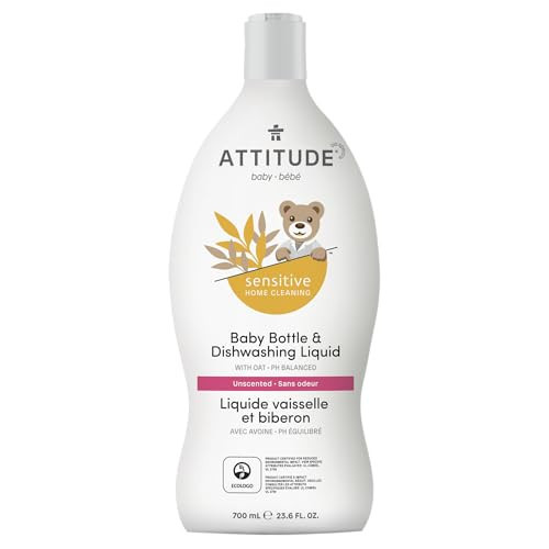 ATTITUDE Baby Dish Soap for Sensitive Skin with Oatmeal, Plant and Mineral-Based Ingredients, Vegan Household Products, Unscented, 23.6 Fl Oz | Amazon (US)