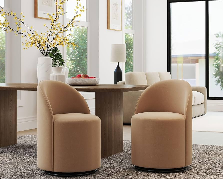 VESCASA 360° Swivel Upholstered Barrel Dining Chairs, Modern Padded Dining Chairs with Round Bar... | Amazon (US)