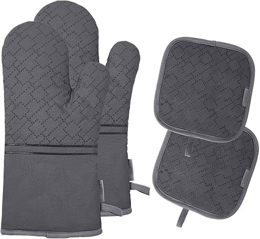 Tormays 4pcs Oven Mitts and Pot Holders Sets, 572 Heat Resistant Oven Glove, Soft Cotton Lining w... | Amazon (US)