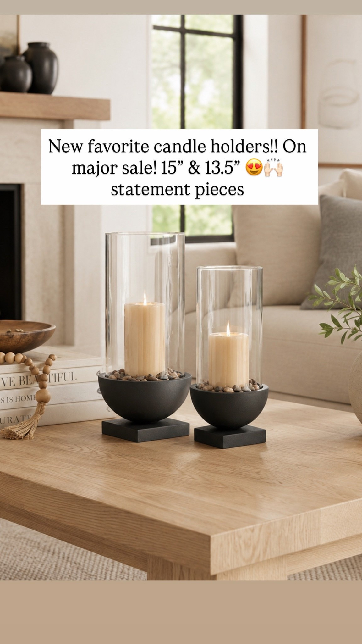 New favorite candle holders!! On major sale! 15” & 13.5” 😍🙌🏻 statement pieces