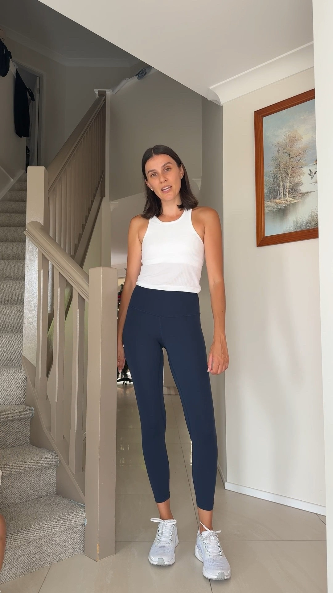 Today’s walk outfit as a mum of two 🩵 I reached for my navy align leggings from Lululemon that I’ve had for years paired with the classic white ebb to street tank that I’ve also had for years! Paired with my Nike Pegasus sneakers, cap and miumiu sunglasses. A combo I reach for on repeat x 

#LTKstyletip #LTKaustralia