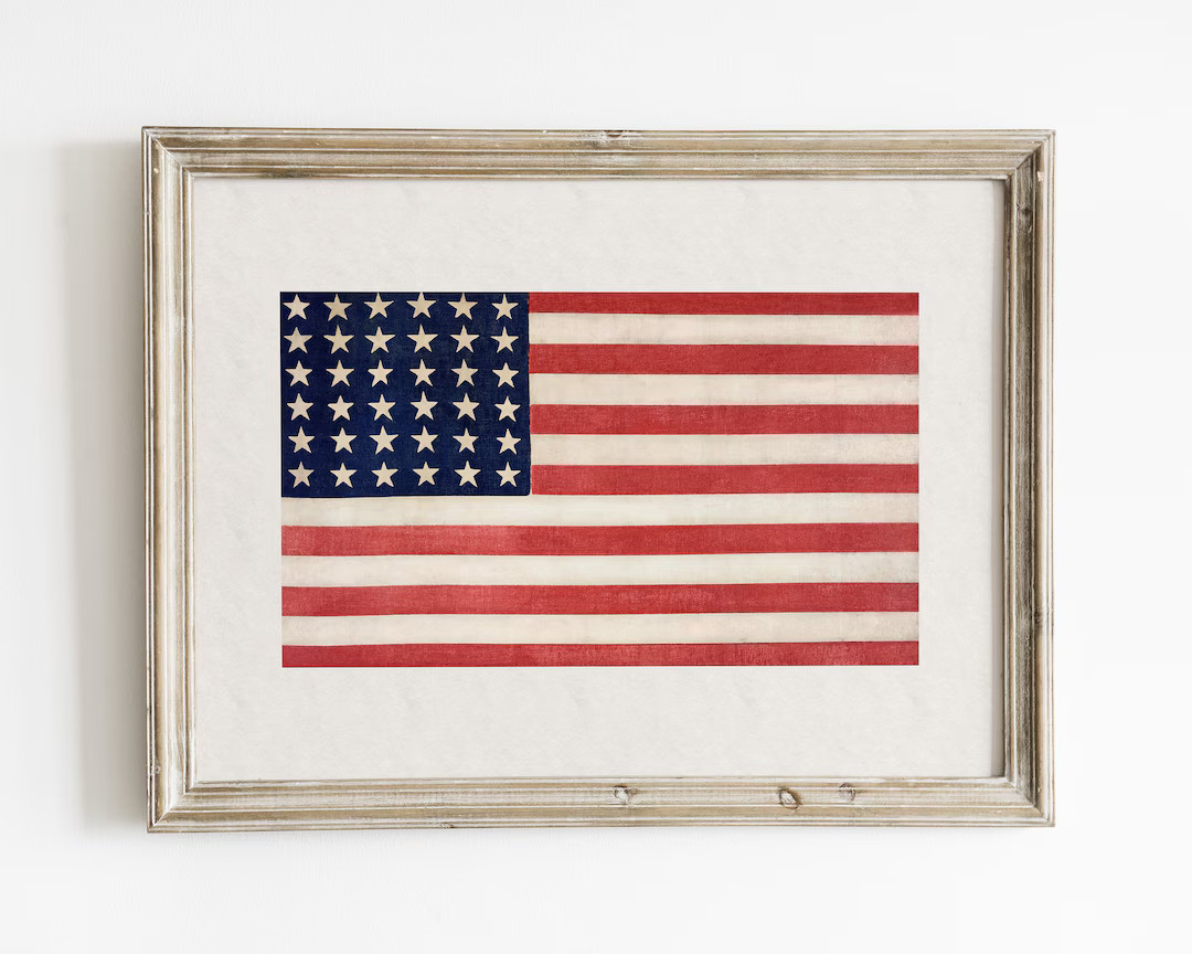 American Flag Print for Rustic Americana Wall Decor, America Wall Art, Vintage Painting, Flag Wal... | Etsy (US)