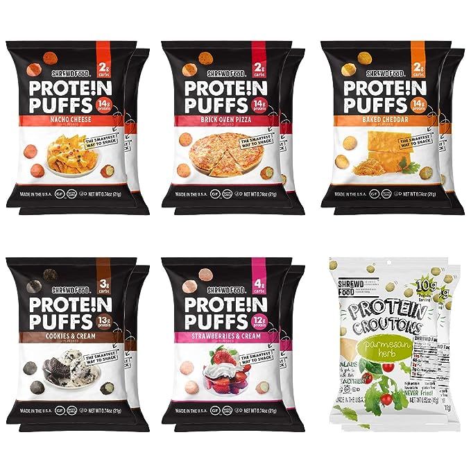 Shrewd Food Protein Puffs, Keto Friendly Snacks, Low Carb Crunch, Protein Crisp, Savory and Sweet... | Amazon (US)