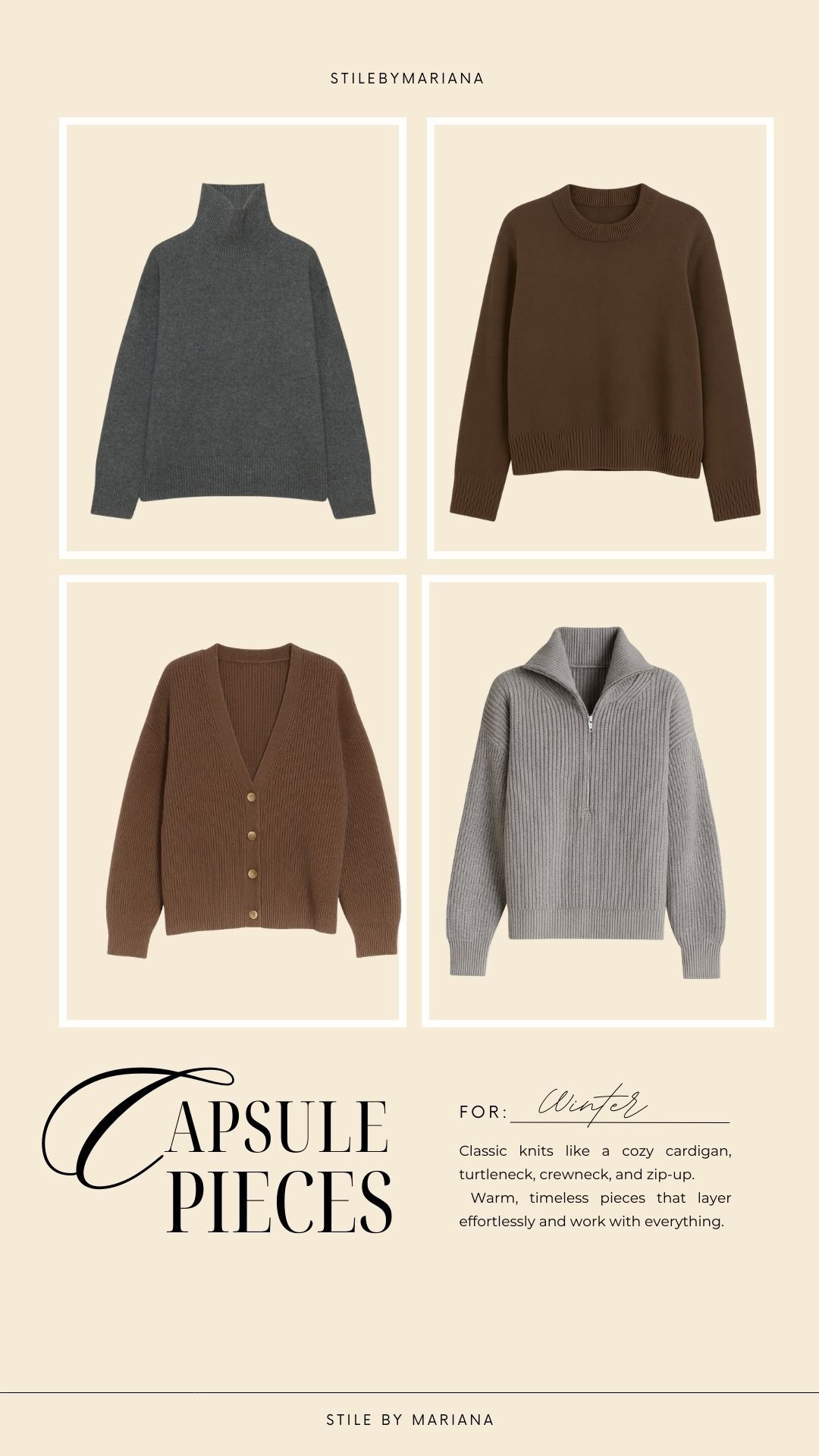 Sweaters in My Winter Capsule 🤍
Classic knits like a cozy cardigan, turtleneck, crewneck, and zip-up.
Warm, timeless pieces that layer effortlessly and work with everything.

#LTKFindsUnder50 #LTKFindsUnder100 #LTKSeasonal