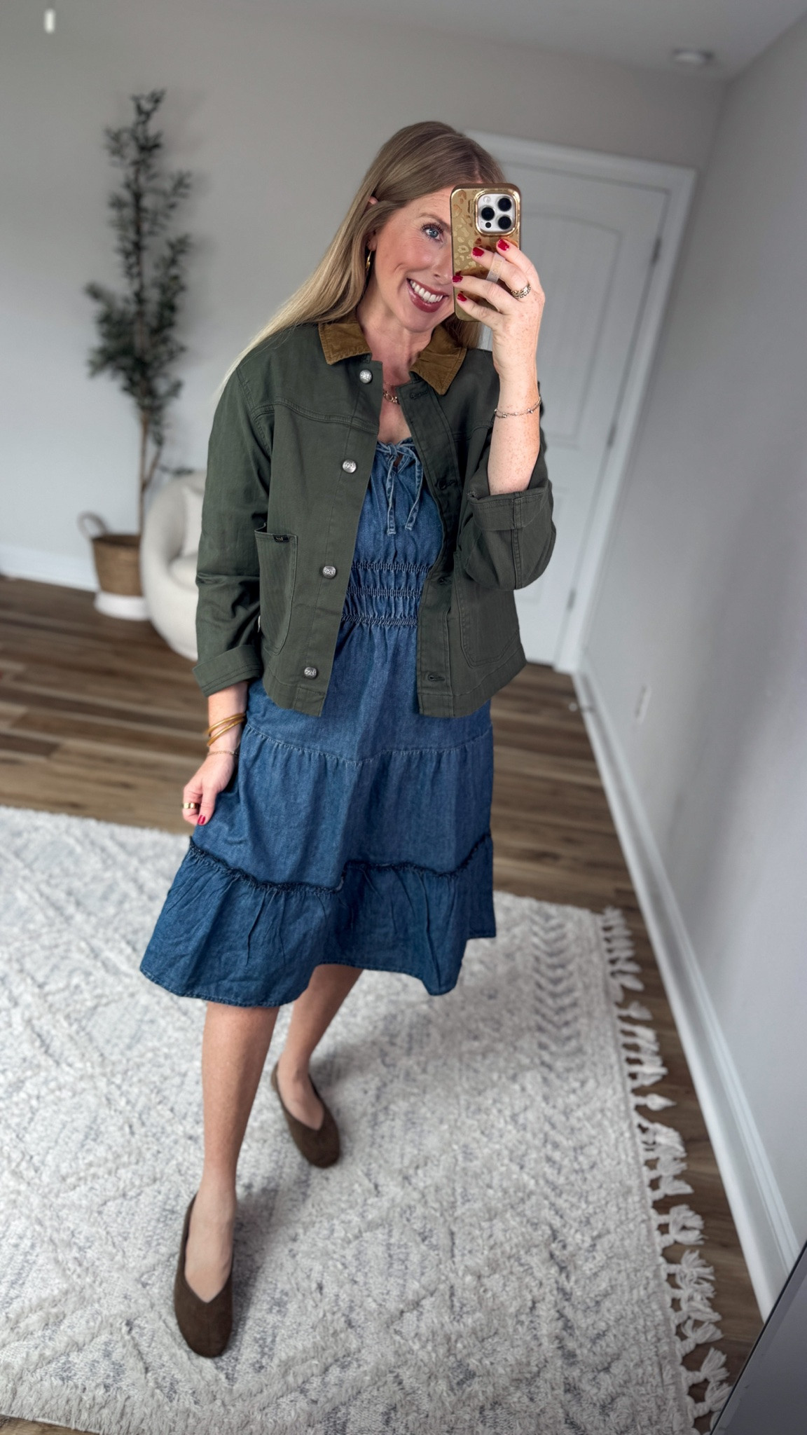 Daily try on, Walmart outfit, Walmart fashion, Walmart style, denim dress, utility jacket

#LTKootd