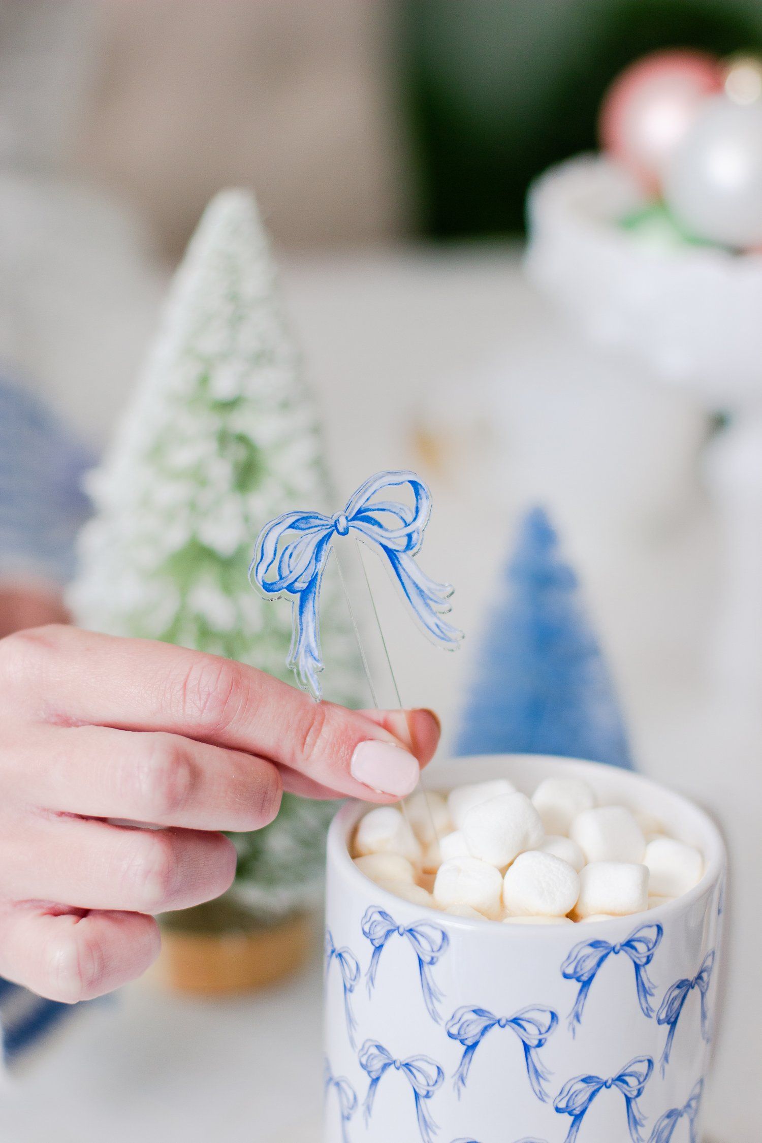 Blue and White Grandmillennial Bows Acrylic Stir Sticks Set of 4 — Simply Jessica Marie | Simply Jessica Marie