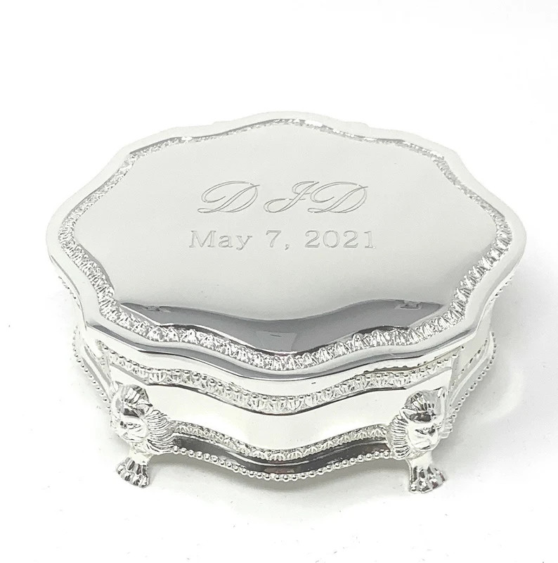 Personalized Silver Plated 3" Jewelry Box: Victorian Style, Engraved Gift - Etsy | Etsy (US)