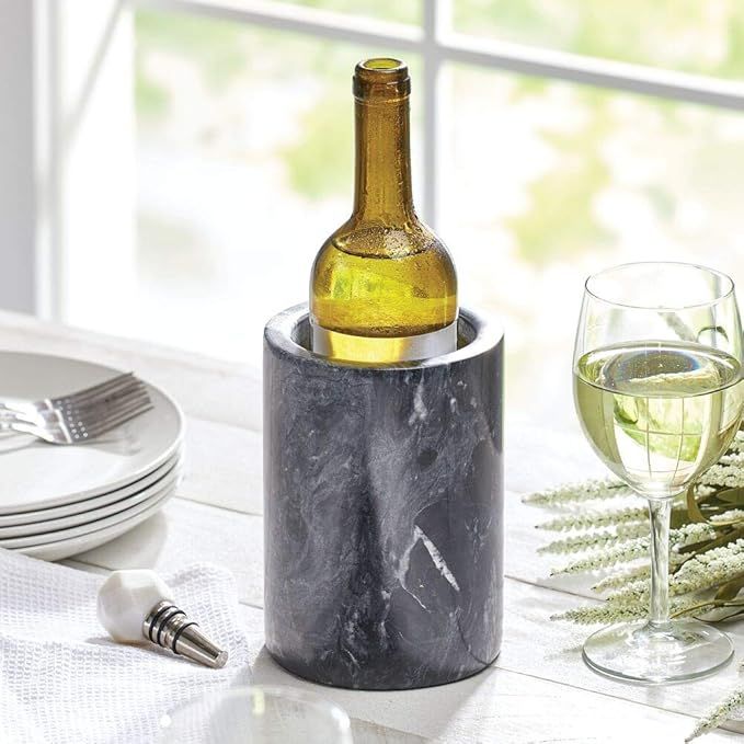 mDesign Natural Marble Stone Wine Bottle Cooler Chiller - Elegant Utensil Tool Holder Crock, Deco... | Amazon (US)