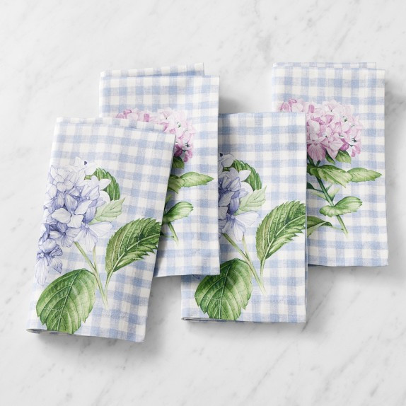 Hydrangea Gingham Napkins, Set of 4 | Williams-Sonoma