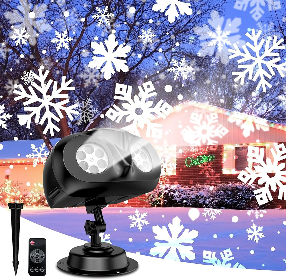 Snowflake Projector Lights JACKYLED Dual-Head Christmas Snowflake Light Projector HD Outdoor Indo... | Amazon (US)