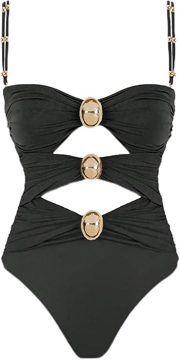 QJQ Women's One Piece Swimsuit Tummy Control Cut Out Color Block Adjustable Straps Slimming Bathi... | Amazon (US)
