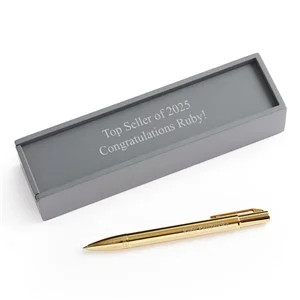 Engraved Reflections Gold Ballpoint Pen and Box | Things Remembered
