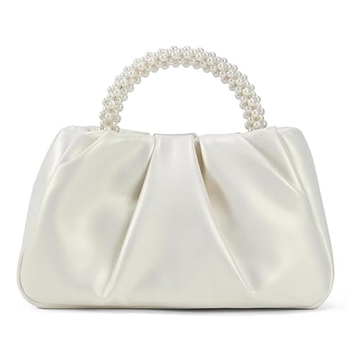 BEGONICA White Pearl Purse Shoulder Bag Women Soft Leather Evening Clutch Bag Wedding Prom Crossbody Bag Small Chic Party Purse (white)… | Amazon (US)
