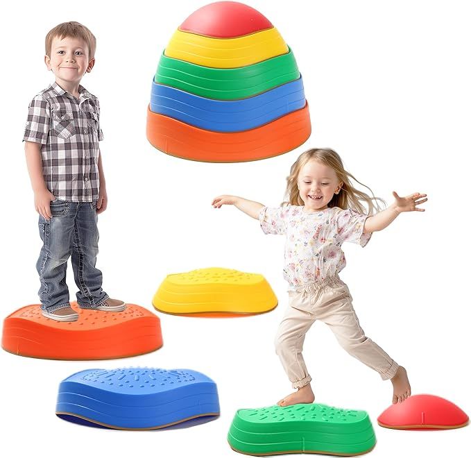 Balance Stepping Stones for Kids 5pcs Non-Slip River Stones Obstacle Course Play Indoor and Outdo... | Amazon (US)