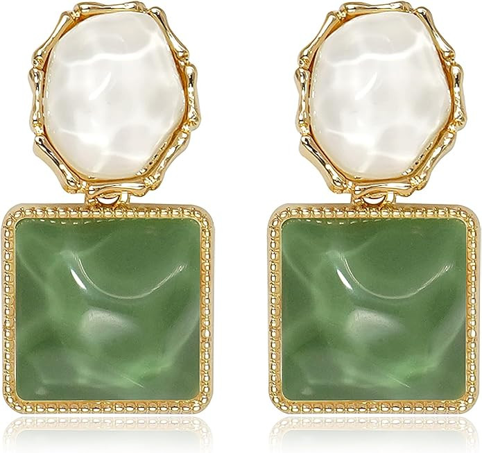 Asymmetrical Earrings for Women Boho Resin Dangle Earrings Acrylic Water Ripple Earring | Amazon (US)