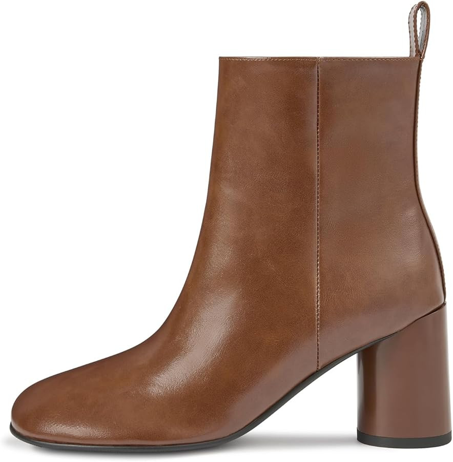 wetkiss Womens Ankle Boots with Wide Width Round Toe Block Chunky Heel Ankle Booties Zip up High ... | Amazon (US)