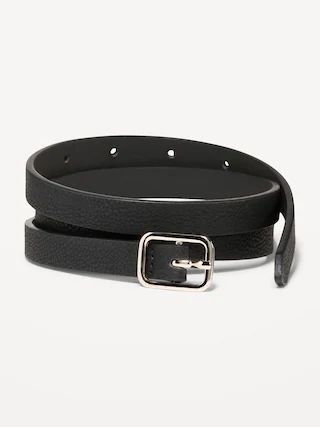 Slim Faux Textured-Leather Belt for Women (0.75-inch) | Old Navy (CA)