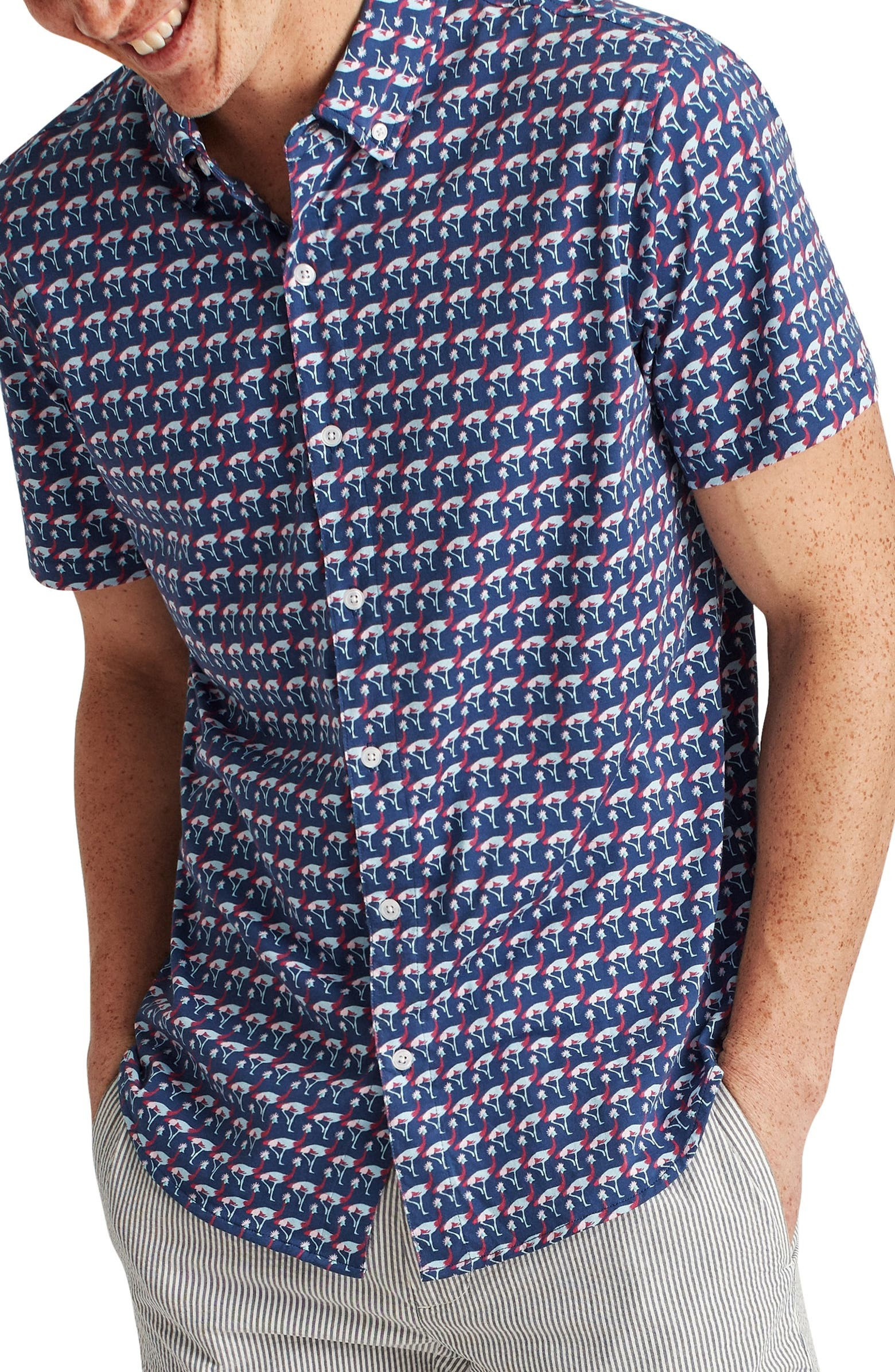 Slim Fit Knit Short Sleeve Button-Down Shirt | Nordstrom