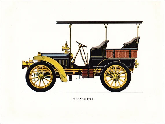 Packard 1904  American veteran car motoring vintage print illustration home office décor boy's n... | Etsy (US)