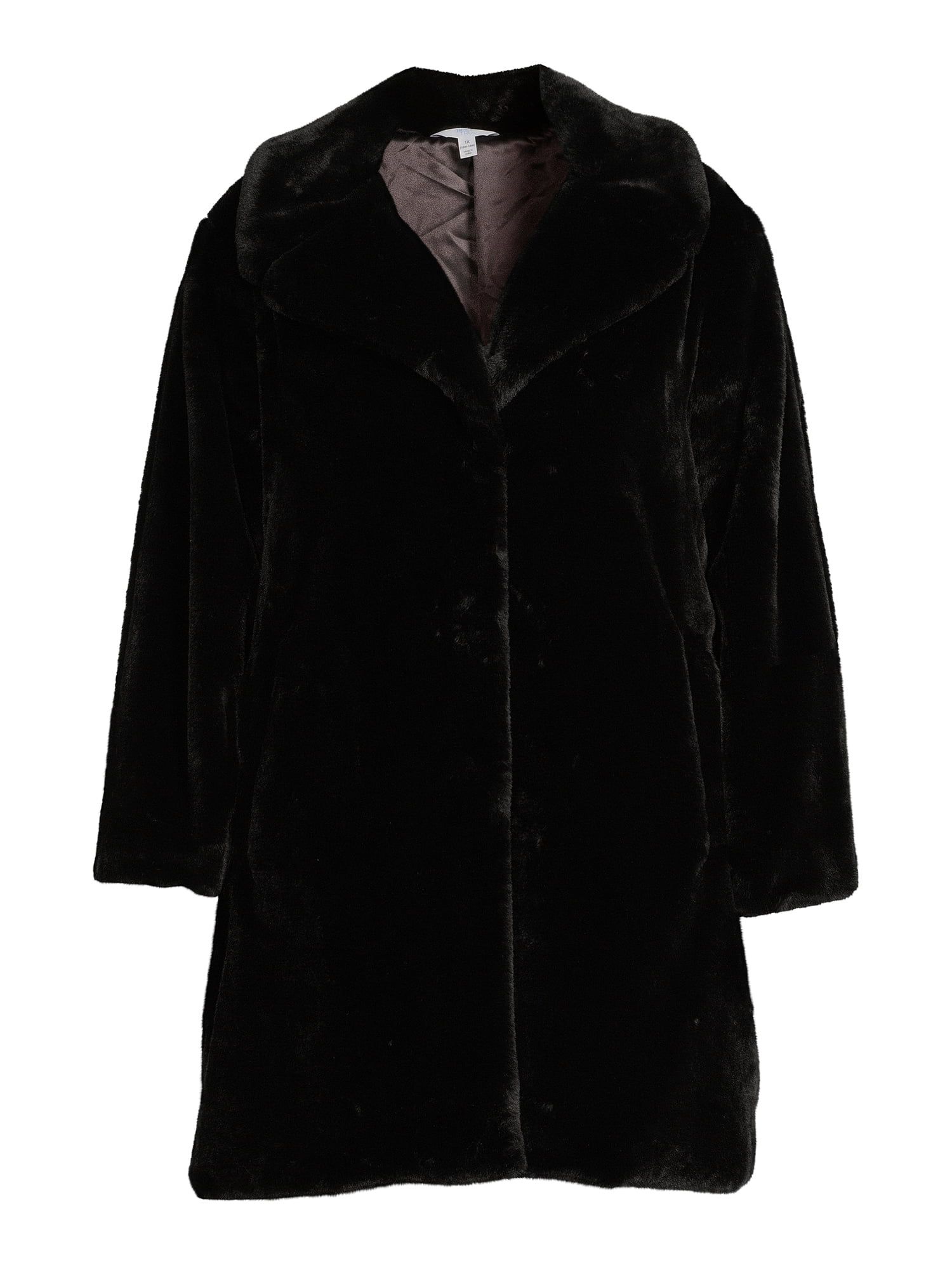 Time and Tru Women's and Plus Full Length Faux Fur Coat | Walmart (US)