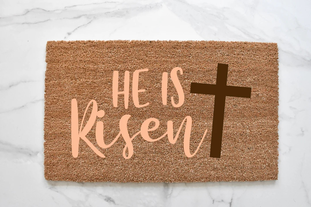 He Is Risen Doormat, Easter Doormat, Welcome Mat, Easter Decor, Outdoor Rug, Christian Doormat, F... | Etsy (US)