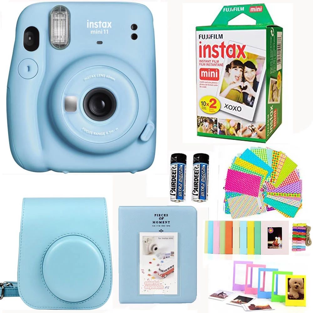 Fujifilm Instax Mini 11 Sky Blue Camera with Fuji Instant Film Twin Pack (20 Pictures) + Blue Cas... | Walmart (US)