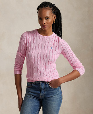 Women's Cable-Knit Cotton Crewneck Sweater | Macy's