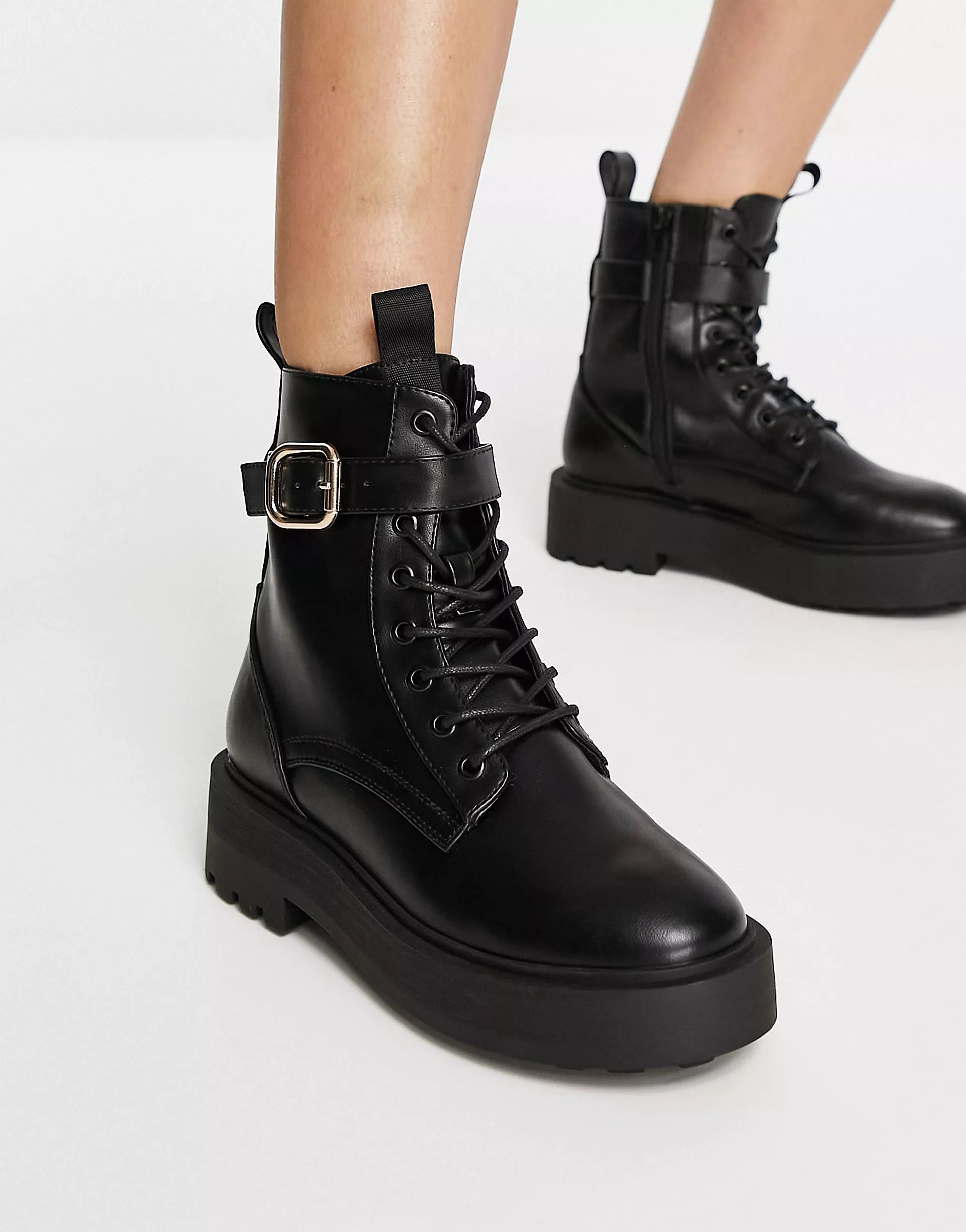 ASOS DESIGN Alix chunky lace-up ankle boots in black | ASOS (Global)
