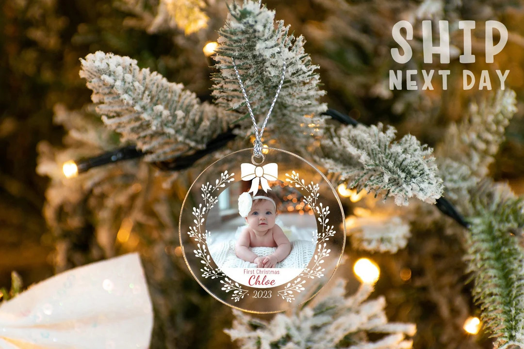 Personalized Baby Photo Ornament for First Christmas Holiday - Etsy | Etsy (US)