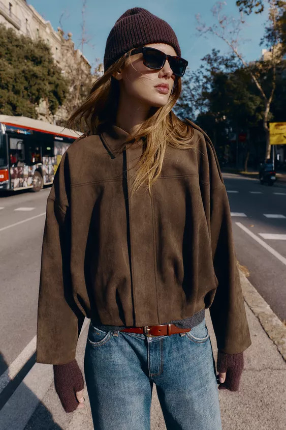 SUEDE EFFECT BOMBER JACKET | Zara US