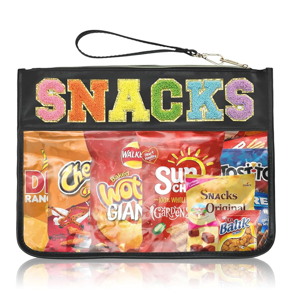 Snack Bags Pouch Travel Makeup Bag Chenille Letter Bags for Zipper Pouch Clear Cosmetic Bag Tote ... | Amazon (US)