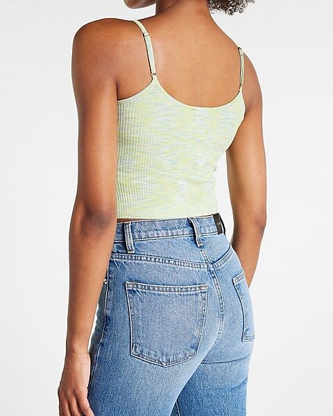 Conscious Edit Body Contour Ribbed Space Dye Sweetheart Cropped Sweater Cami | Express
