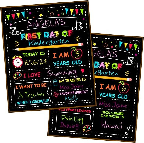 Double-Sided First Day of School Board, 12 × 10 Inches Back to School Sign | Reusable, Easy to C... | Amazon (US)