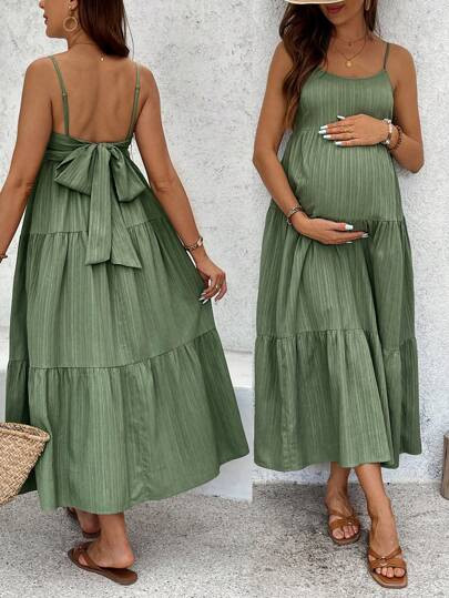 SHEIN Maternity Sleeveless Solid Color Dress, Fashionable For Summer Woman S Summer Clothes  Mate... | SHEIN