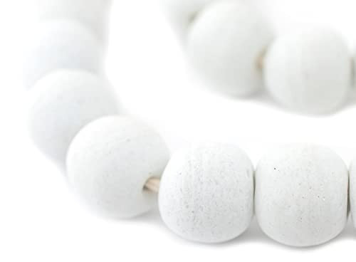 Jumbo Recycled Glass Beads, 21–25mm – African Sea Glass for Wall Hangings, Coffee Table Decor, Shelf Styling, and Home Accents – (Opaque White) – The Bead Chest | Amazon (US)