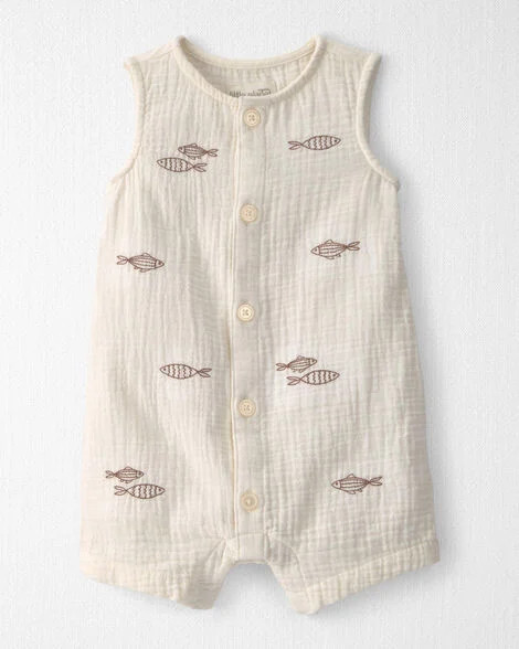 Baby Organic Cotton Gauze Embroidered Romper - Little Planet | Carter's | Carter's Inc