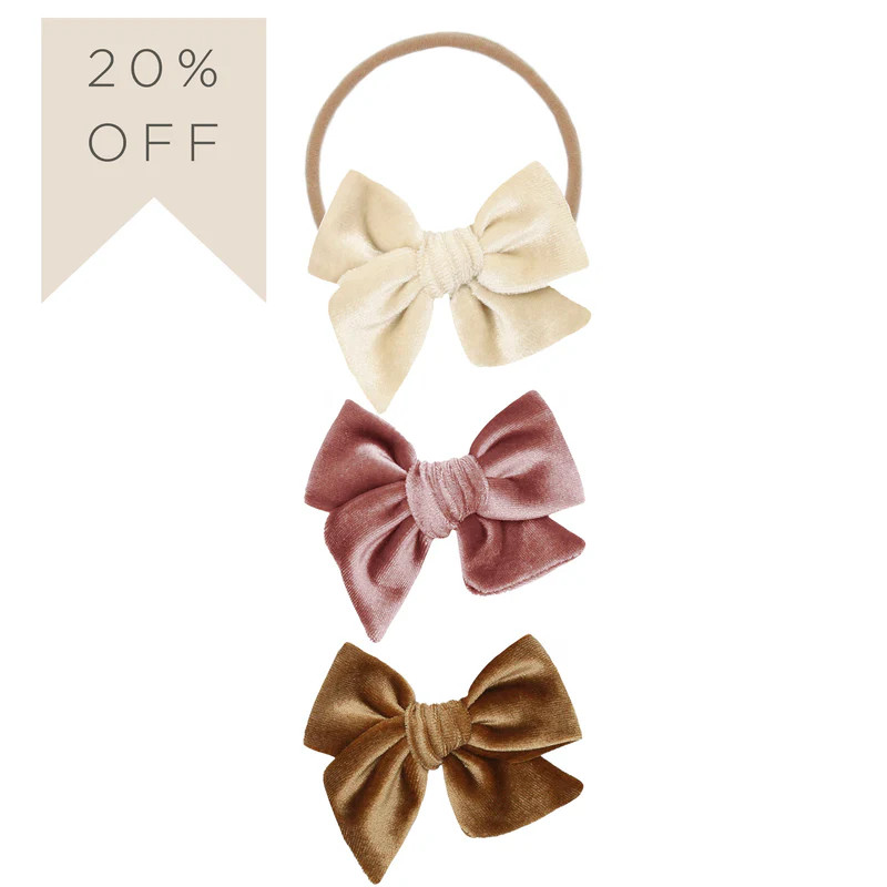 Velvet Bow 3 Pack: Rose Headbands | Lou Lou & Company