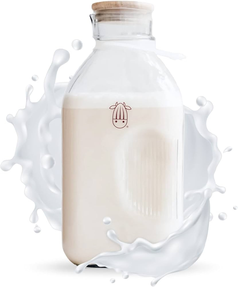Almond Cow Glass Milk Jug - 60 Fluid Ounces | Perfect Milk Container Carafe for Refrigerator Fit ... | Amazon (US)