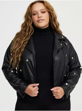 Studded Heart Moto Jacket | Torrid (US & Canada)