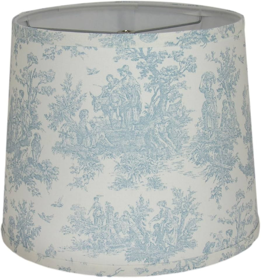 Light Bue Toile Lamp Shade, 14" Washer Drum | Amazon (US)
